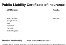 Click to view Insurance Certificate